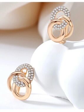NEW CZ Geometric Huggie Earrings 14K Gold Plated Preppy Everyday Classic